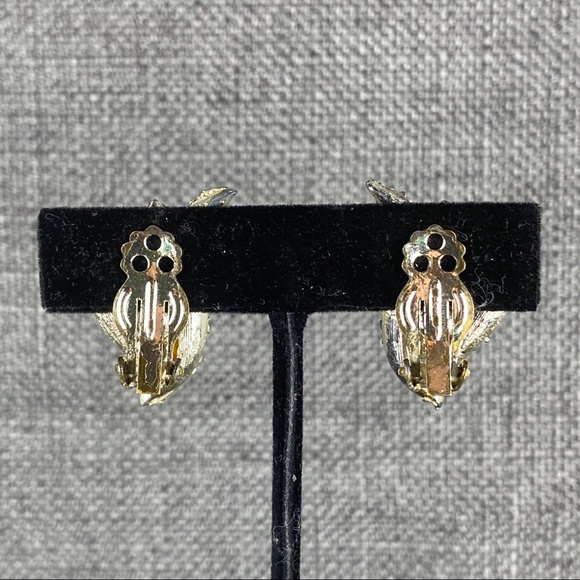 Vintage Beaded Orange Flame W/ Silver Clip Earring - Picture 3 of 6